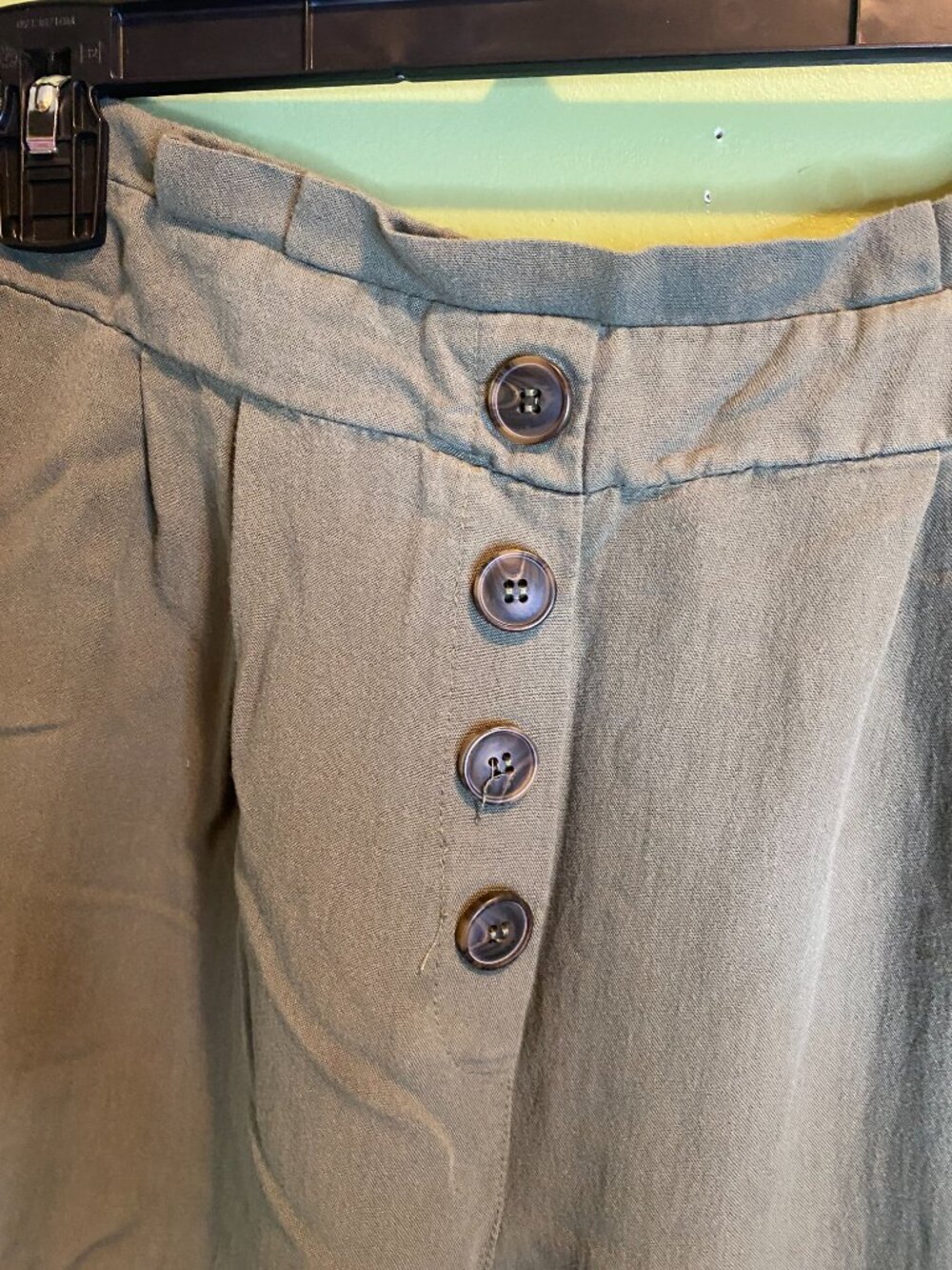 Altar'd State Women's Large Sage Olive Green Wide Leg Cropped Pants Boho 214 - Picture 6 of 11